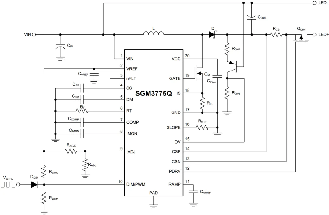 1734921014307340.png 图 2 SGM3775Q 降压-升压型 LED 驱动器应用电路.png